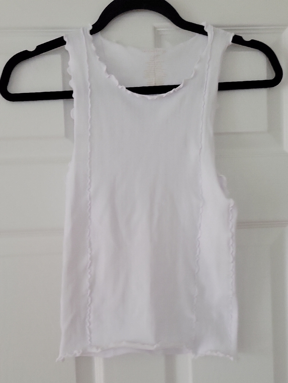 NWT Free People White Tank with Lettuce Edge